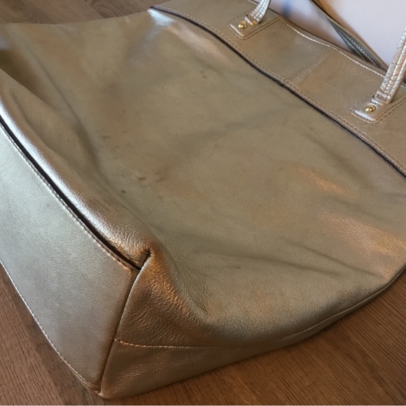 Coach Laura Signature Embossed Metallic Gold Shoulder Tote - Picture 7 of 9